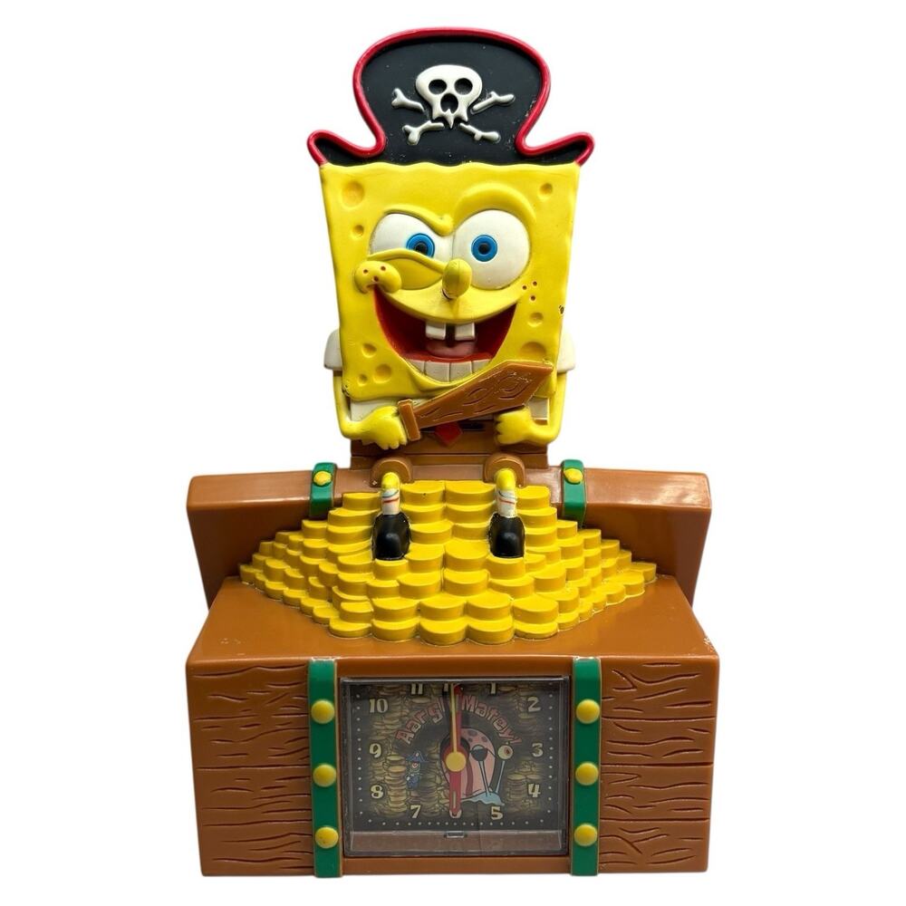 SpongeBob SquarePants Pirate Treasure Chest Clock & Bank 2006 CLOCK ONLY! READ!